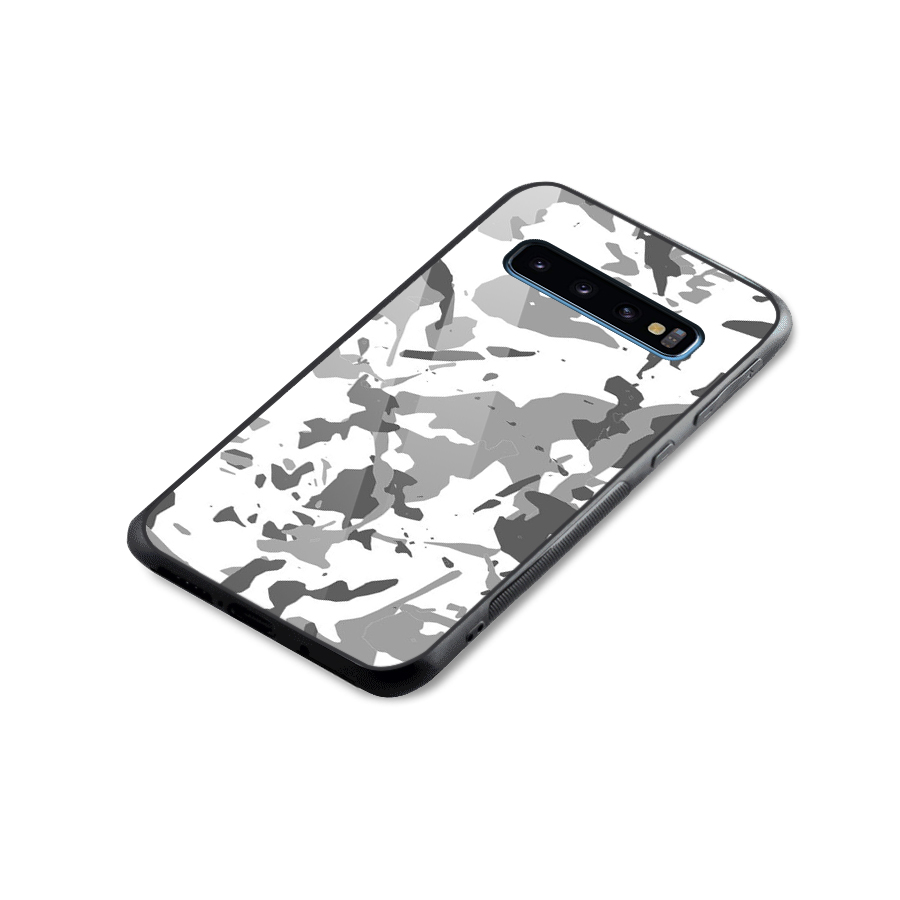 Grey Camouflage Army Glass Back Case for Galaxy S10