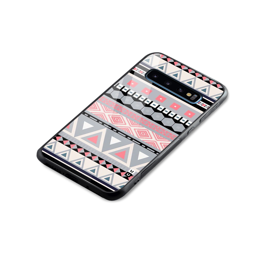 Grey Pink Pattern Glass Back Case for Galaxy S10
