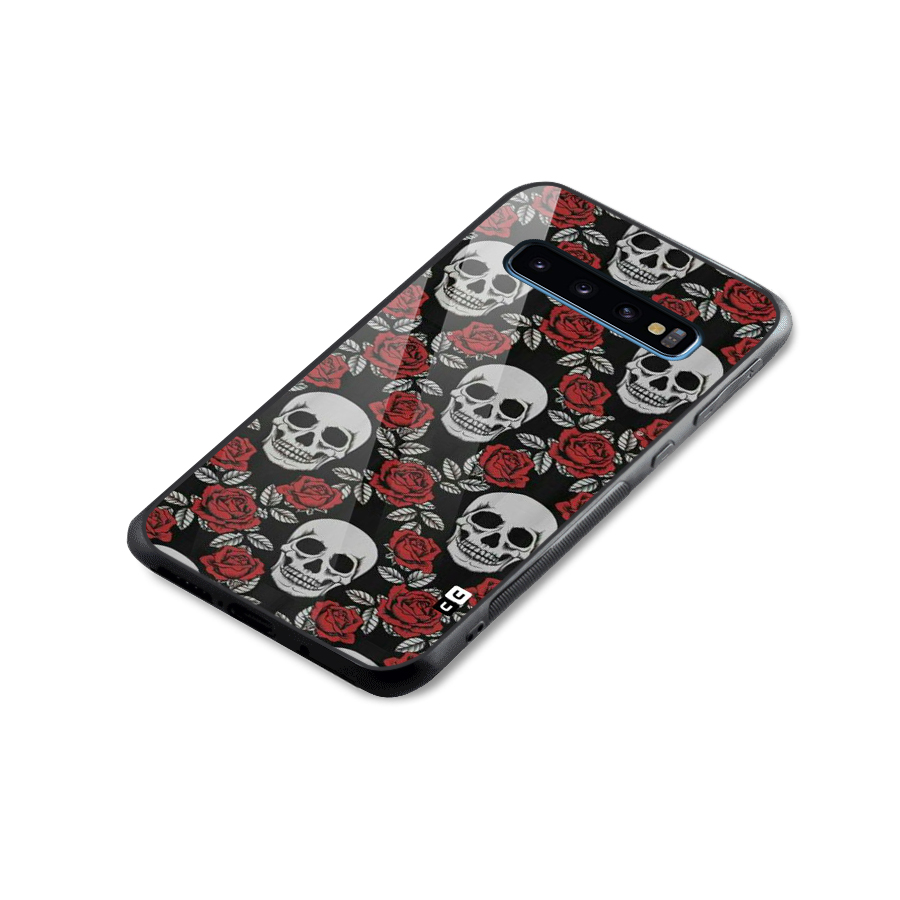 Grey Skulls Glass Back Case for Galaxy S10