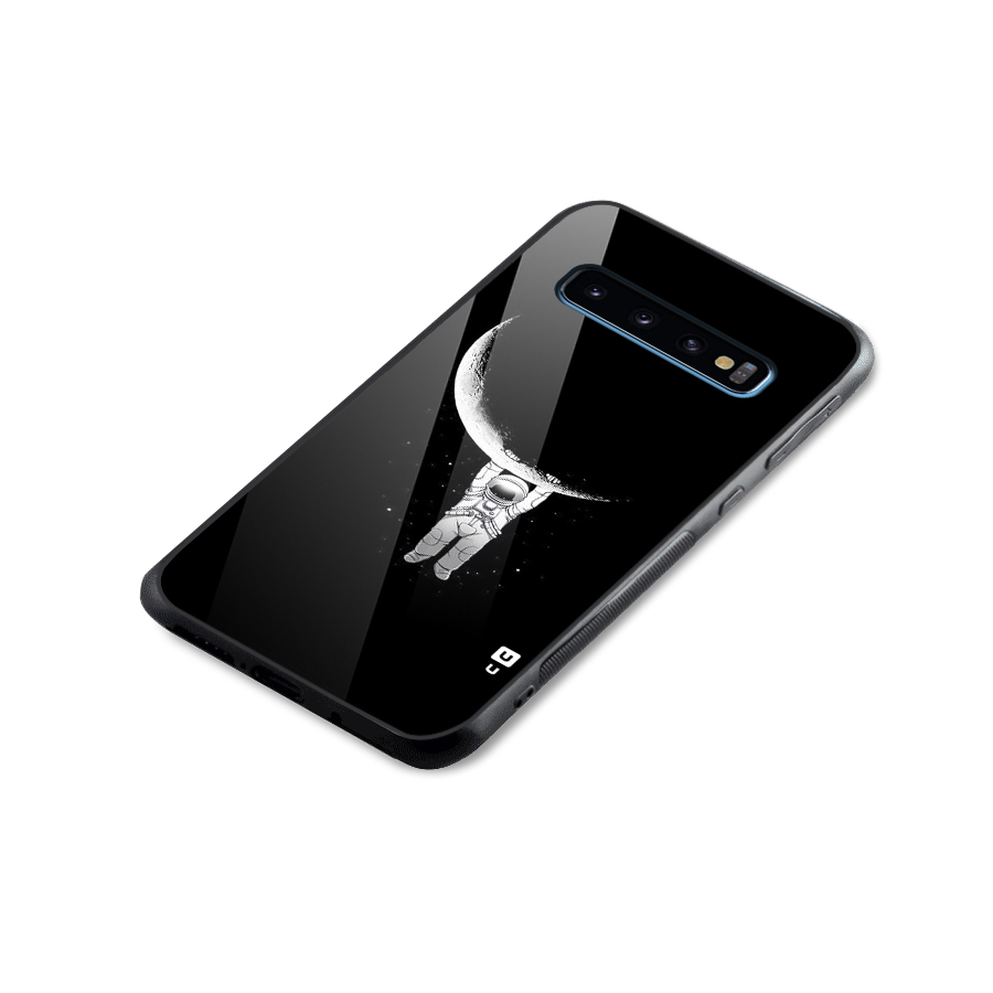 Hanging Astronaut Glass Back Case for Galaxy S10