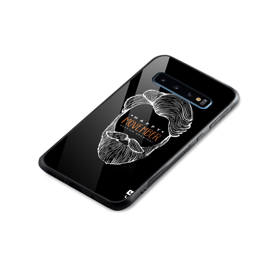 Happy Movember Black Glass Back Case for Galaxy S10