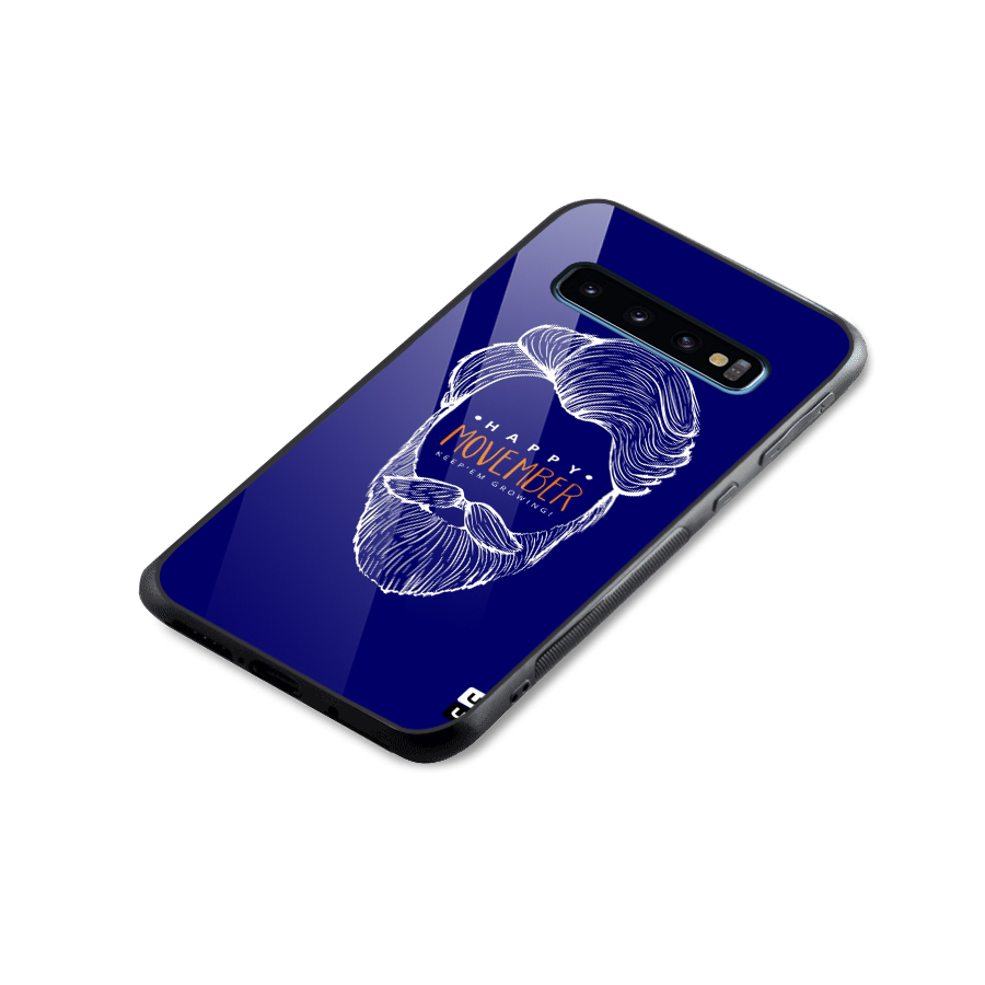 Happy Movember Blue Glass Back Case for Galaxy S10