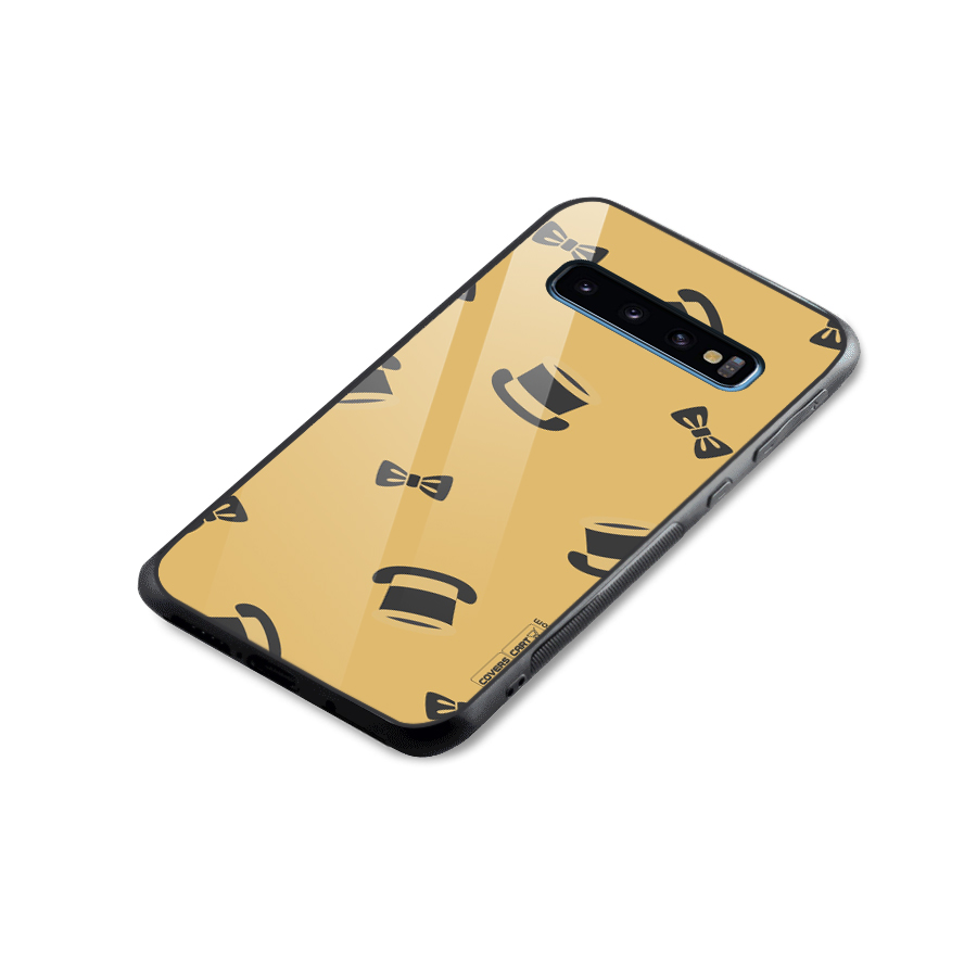 Hat and Bow Tie Glass Back Case for Galaxy S10