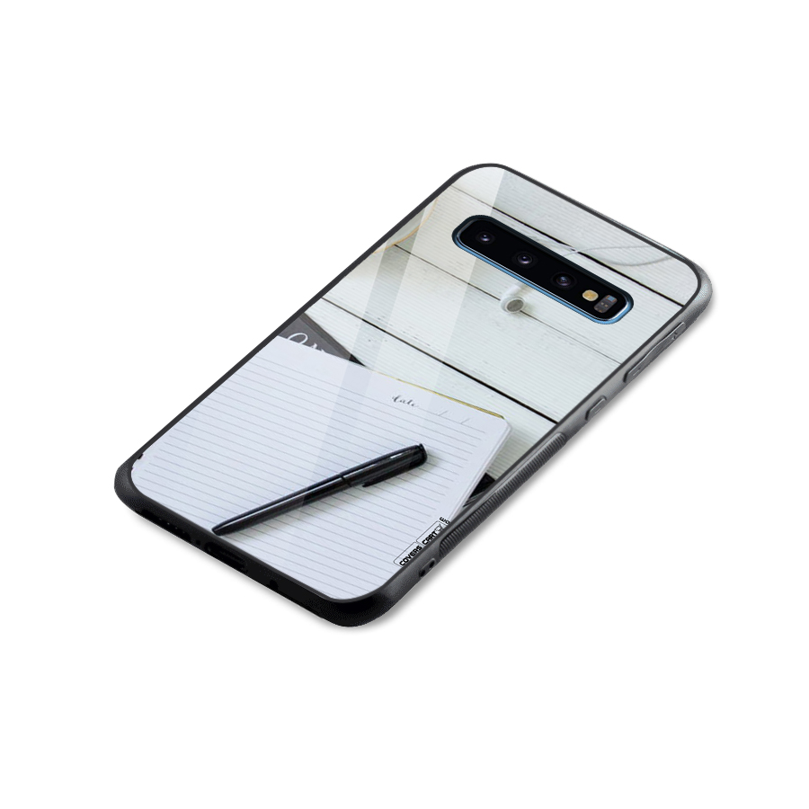 Headphones Notes Glass Back Case for Galaxy S10