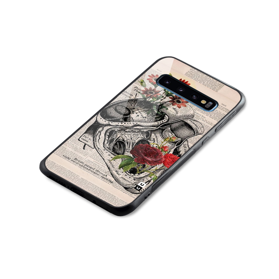 Heart Newspaper Glass Back Case for Galaxy S10