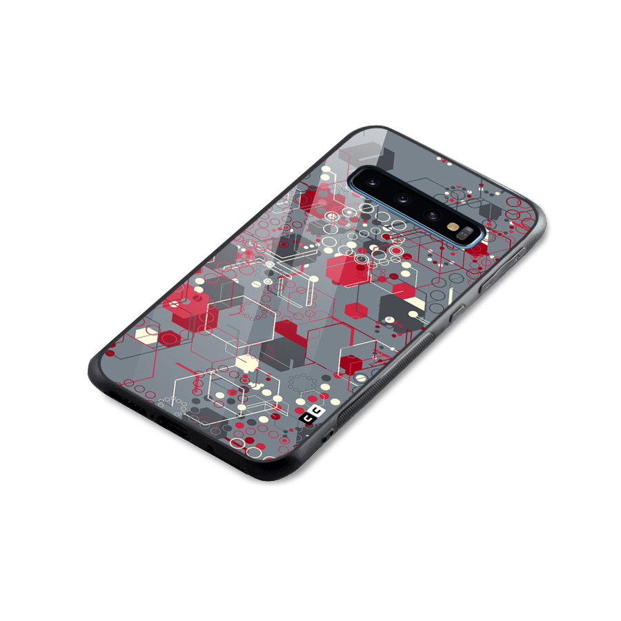 Hexagons Pattern Glass Back Case for Galaxy S10