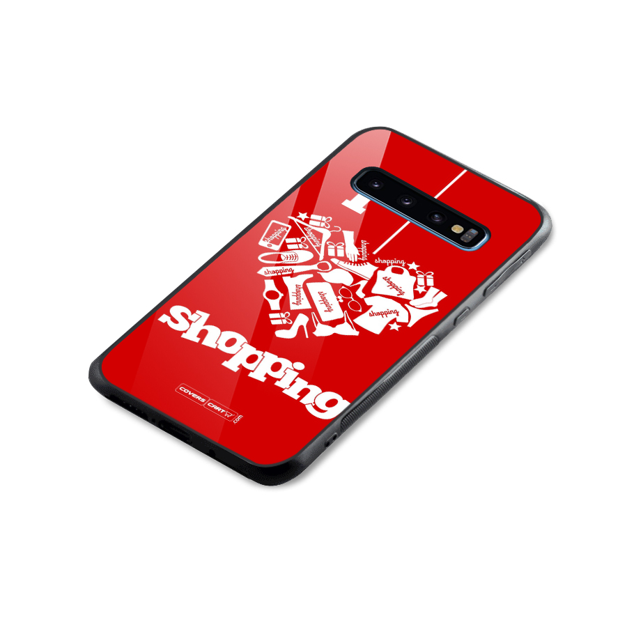 I Love Shopping Glass Back Case for Galaxy S10