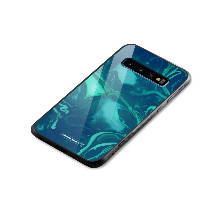 Jazzy Green Marble Texture Glass Back Case for Galaxy S10
