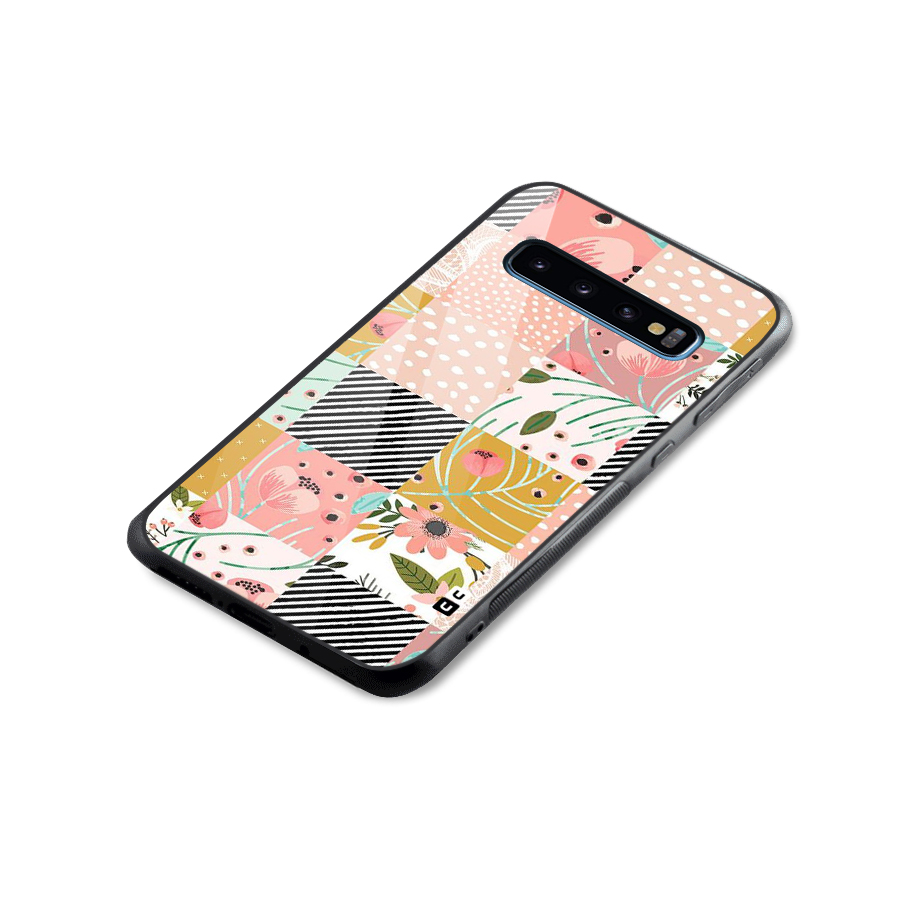 Leaf Stripe Polka Glass Back Case for Galaxy S10