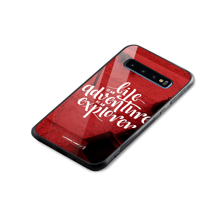 Life Adventure Explorer Glass Back Case for Galaxy S10