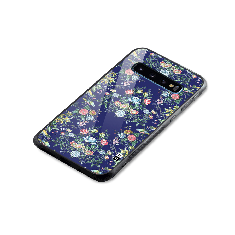Little Flowers Pattern Glass Back Case for Galaxy S10