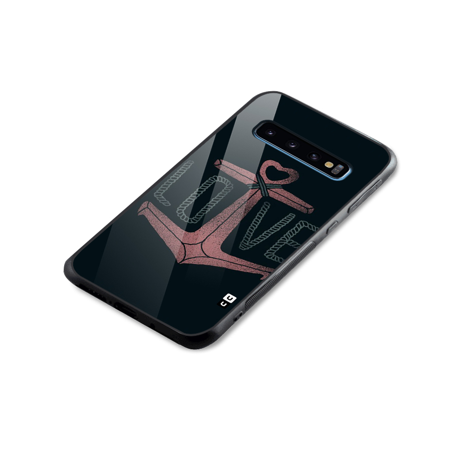 Love Anchor Form Glass Back Case for Galaxy S10