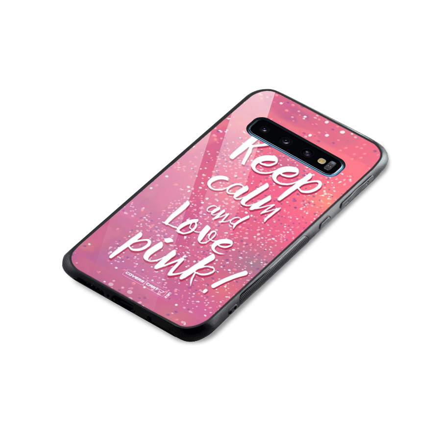 Love Pink Glass Back Case for Galaxy S10