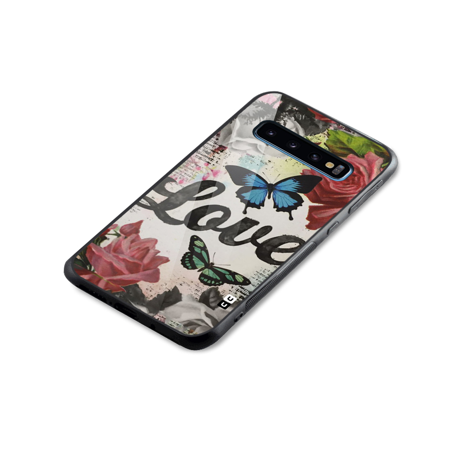 Lovely Butterfly Love Glass Back Case for Galaxy S10