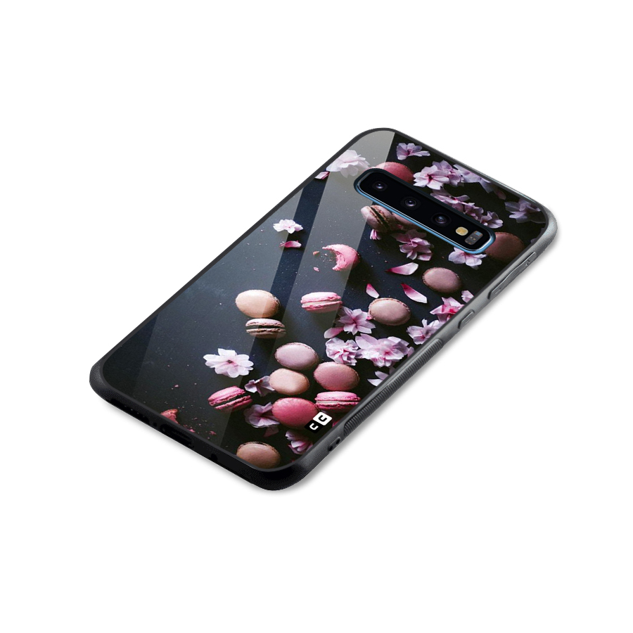 Macaroons And Cheery Blossoms Glass Back Case for Galaxy S10