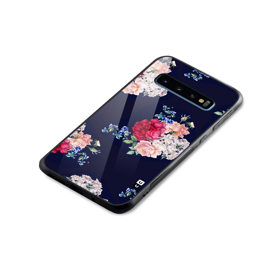 Magenta Peach Floral Glass Back Case for Galaxy S10
