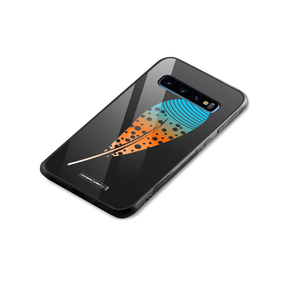 Magical Feather Glass Back Case for Galaxy S10