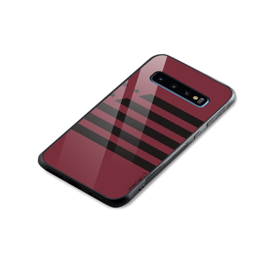 Maroon Star Striped Glass Back Case for Galaxy S10