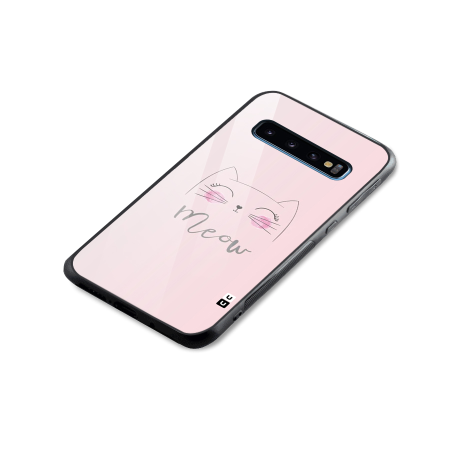 Meow Pink Glass Back Case for Galaxy S10