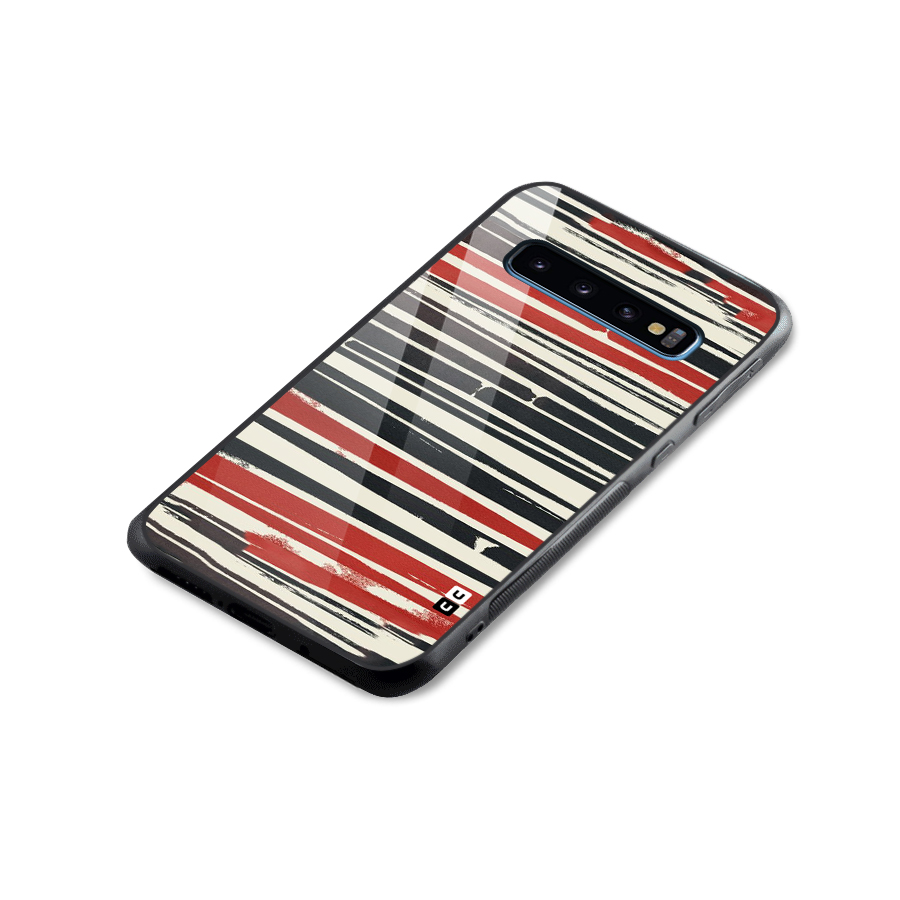 Messy Vintage Stripes Glass Back Case for Galaxy S10