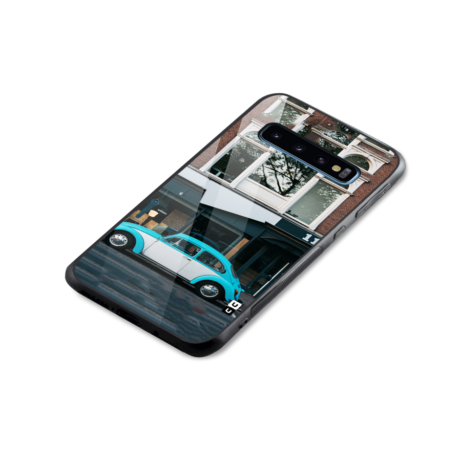 Mini Blue Car Glass Back Case for Galaxy S10