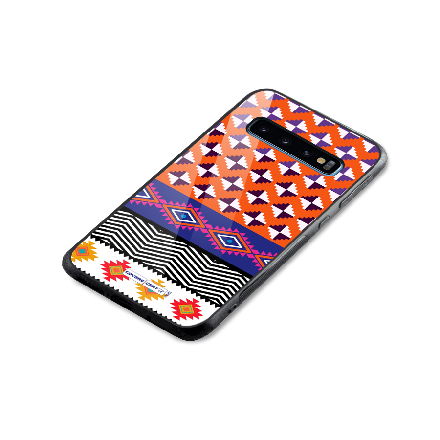 Mixed Pattern Aztec Glass Back Case for Galaxy S10