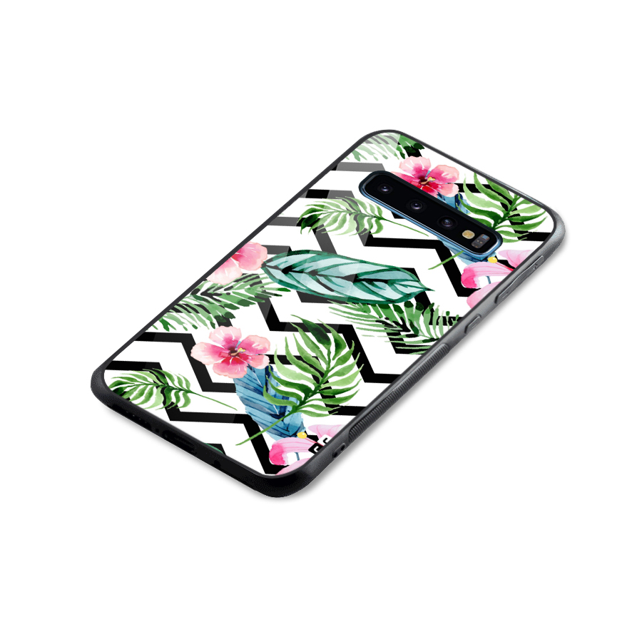 Modern Flowers Glass Back Case for Galaxy S10