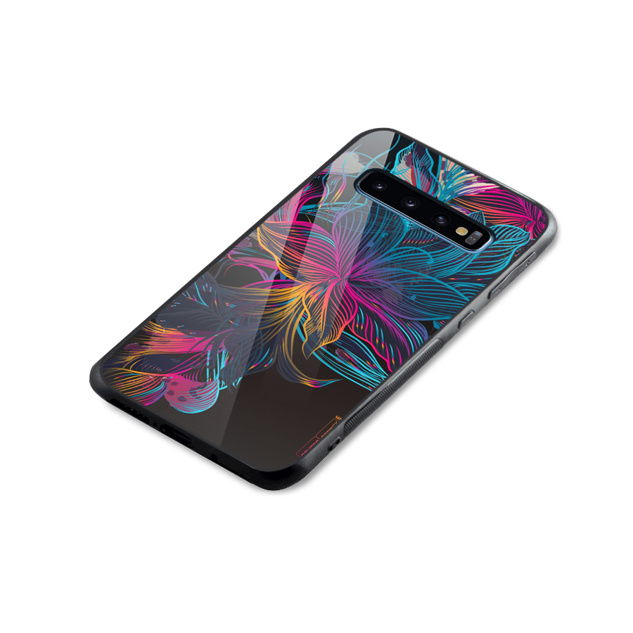 Multi-Colour Flowers Glass Back Case for Galaxy S10