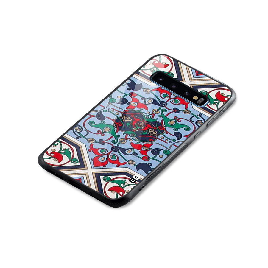 Multi Block Pattern Glass Back Case for Galaxy S10