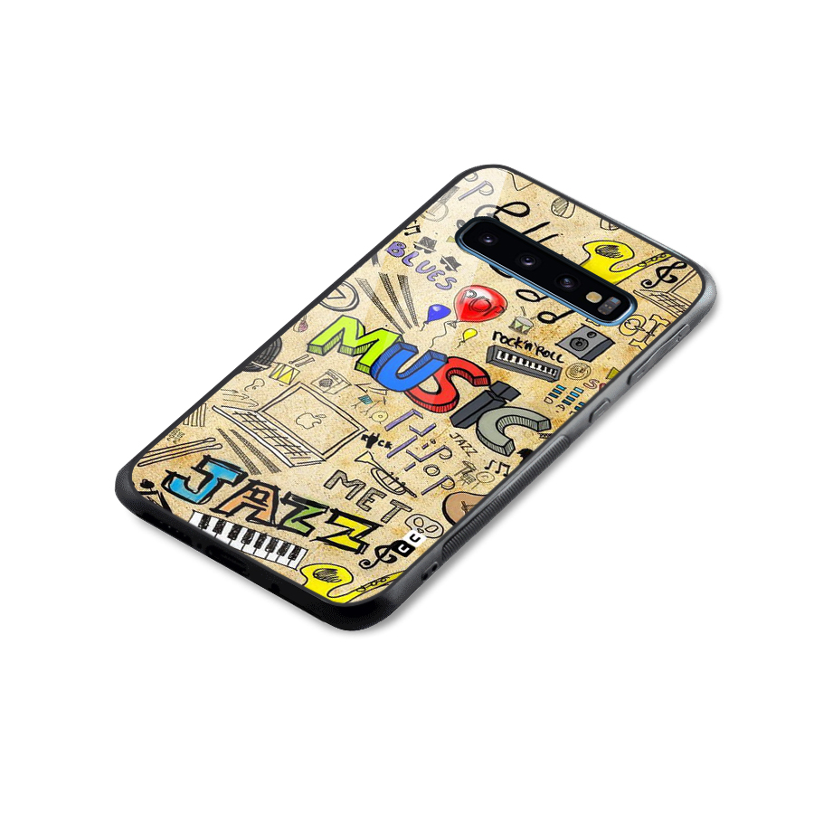 Music Pattern Glass Back Case for Galaxy S10