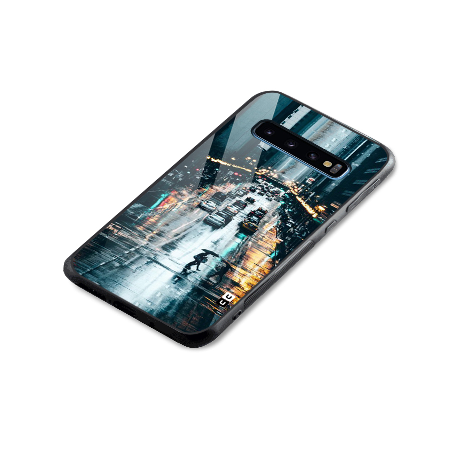 NY Streets Rainy Glass Back Case for Galaxy S10
