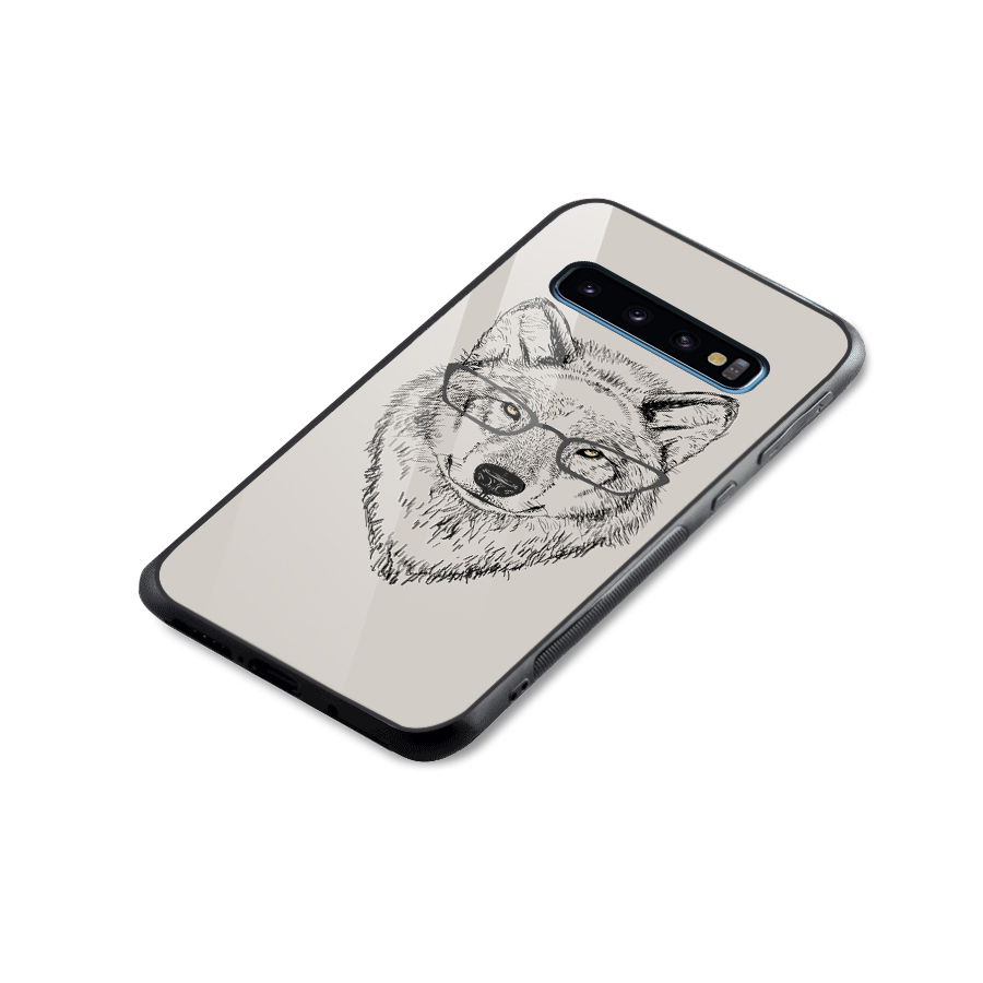 Nerdy Wolf Glass Back Case for Galaxy S10