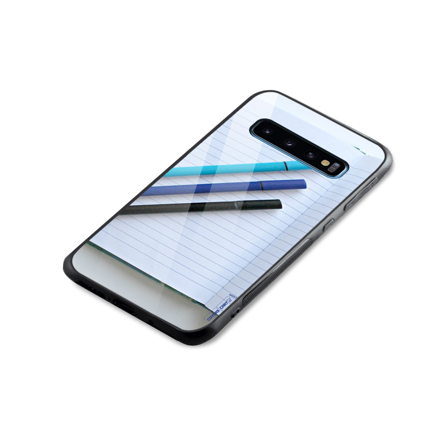 Notebook And Pens Glass Back Case for Galaxy S10