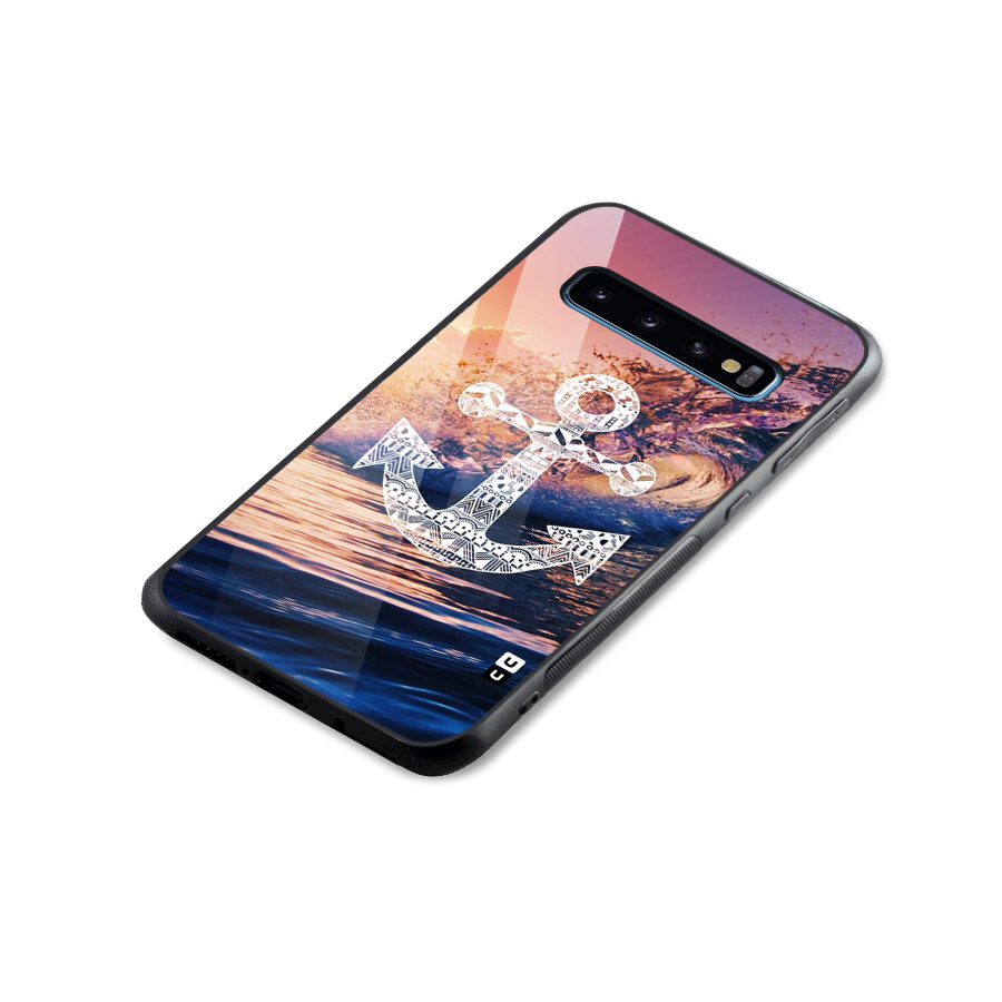 Ocean Anchor Wave Glass Back Case for Galaxy S10