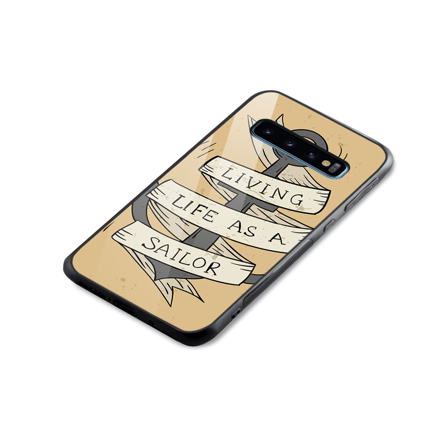 Old School Anchor Glass Back Case for Galaxy S10