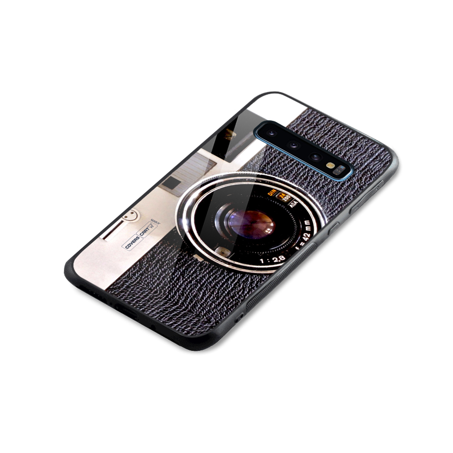 Old School Camera Glass Back Case for Galaxy S10