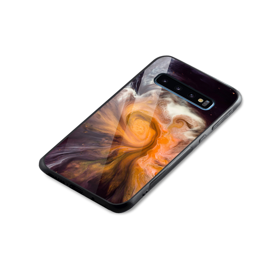 Orange Fusion Glass Back Case for Galaxy S10