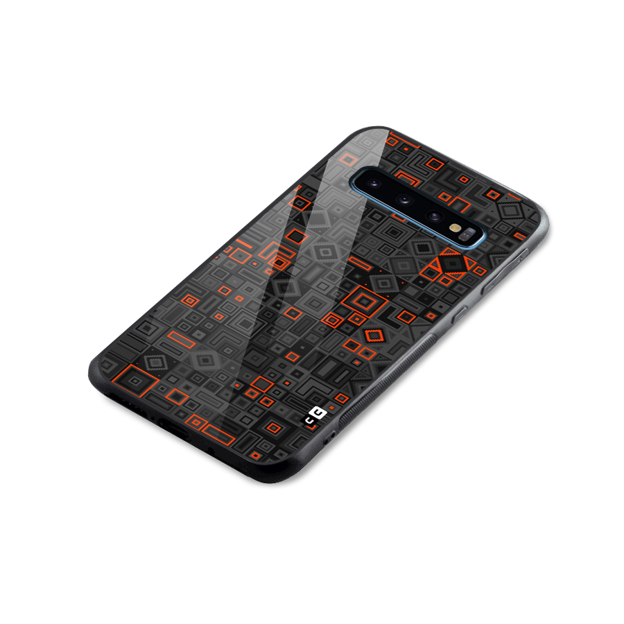 Orange Shapes Abstract Glass Back Case for Galaxy S10