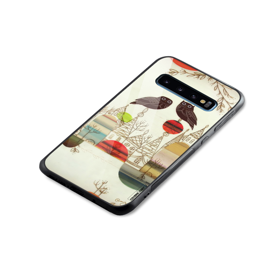 Owl Art Glass Back Case for Galaxy S10