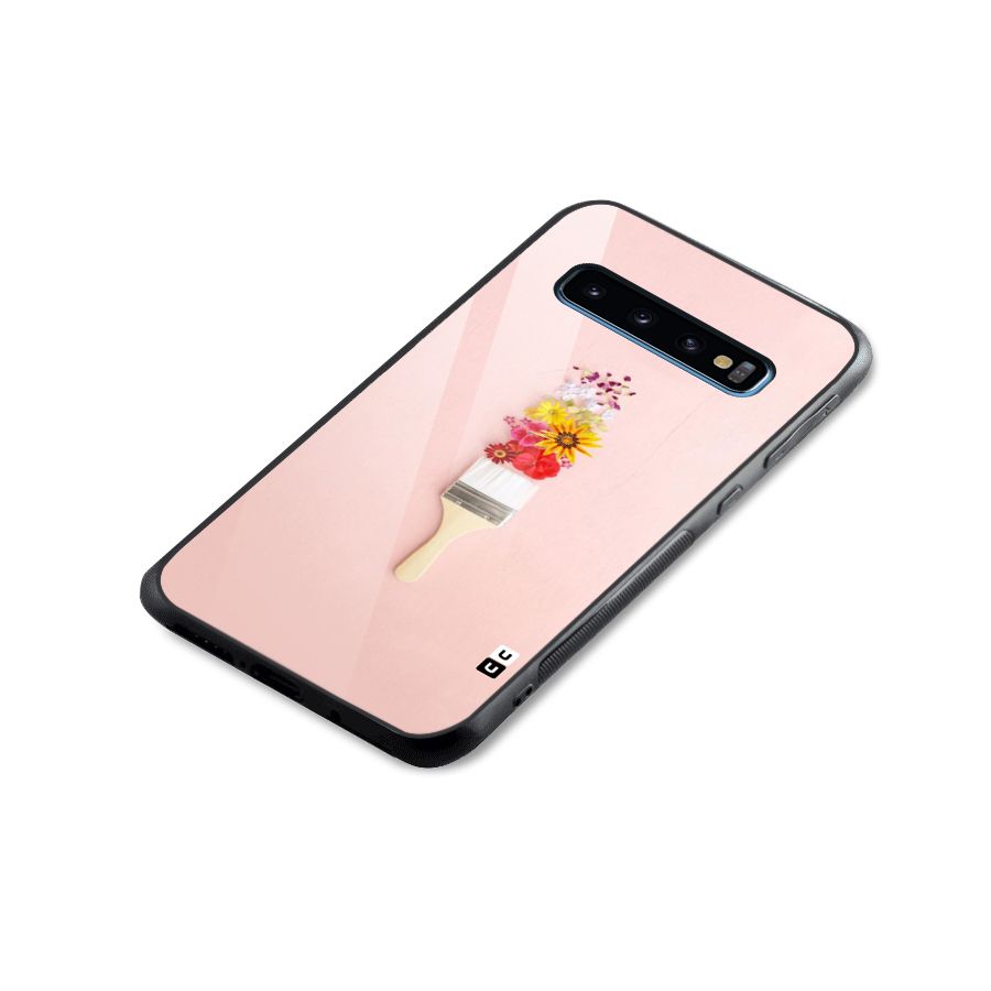 Painted Flowers Glass Back Case for Galaxy S10