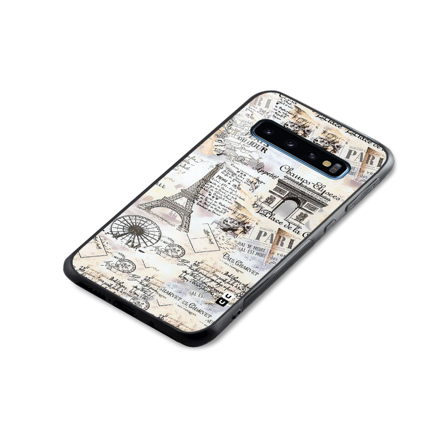 Paris Paper Glass Back Case for Galaxy S10