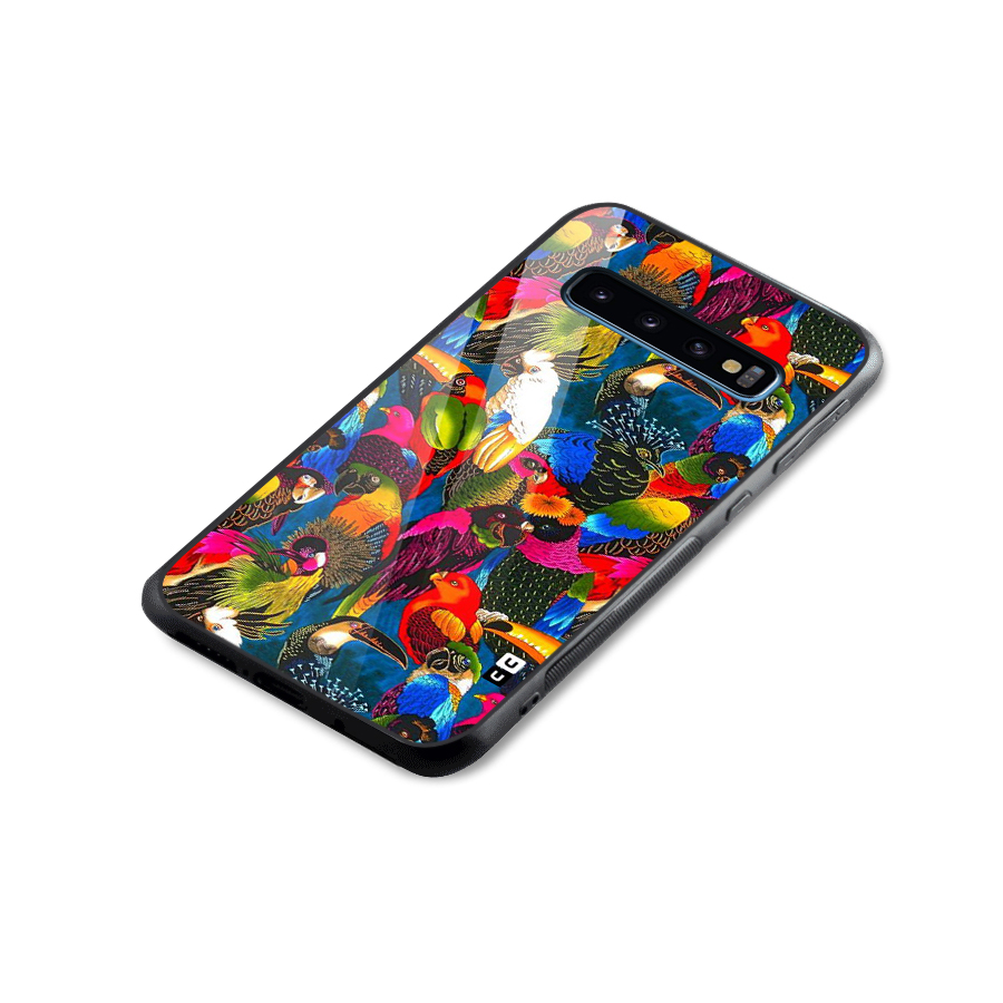 Parrot Art Glass Back Case for Galaxy S10