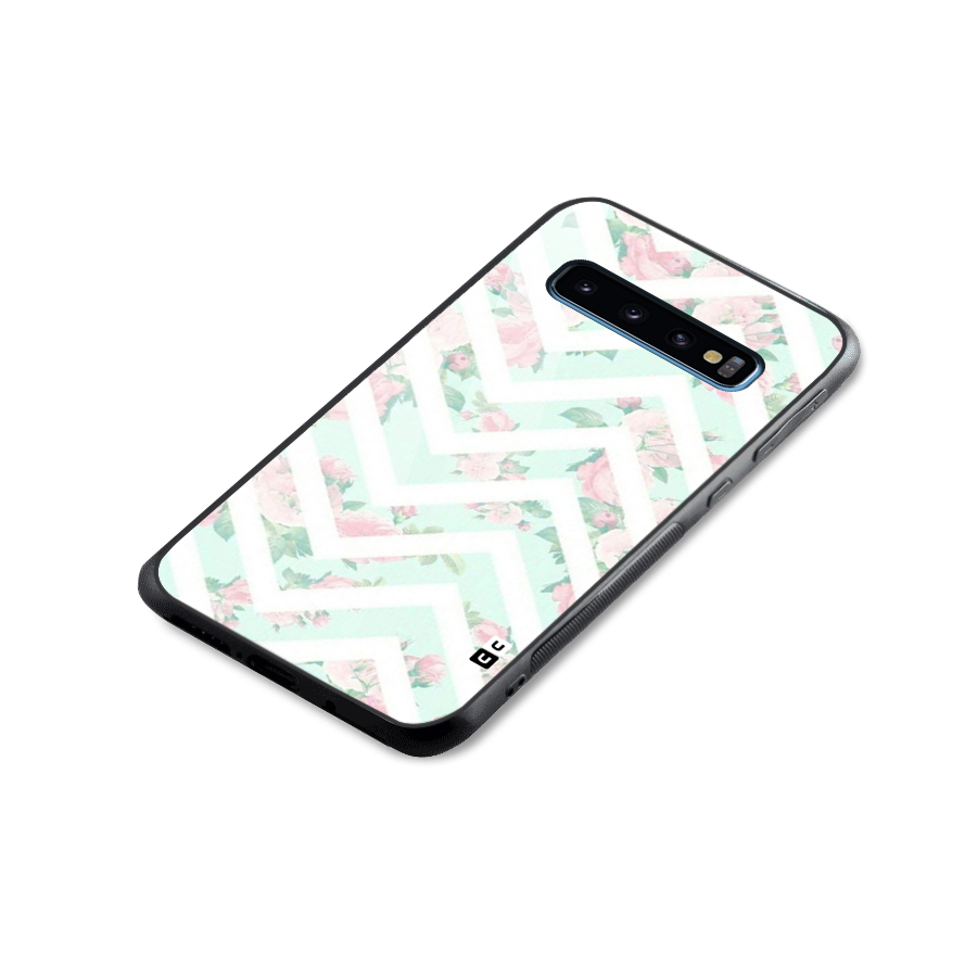 Pastel Floral Zig Zag Glass Back Case for Galaxy S10