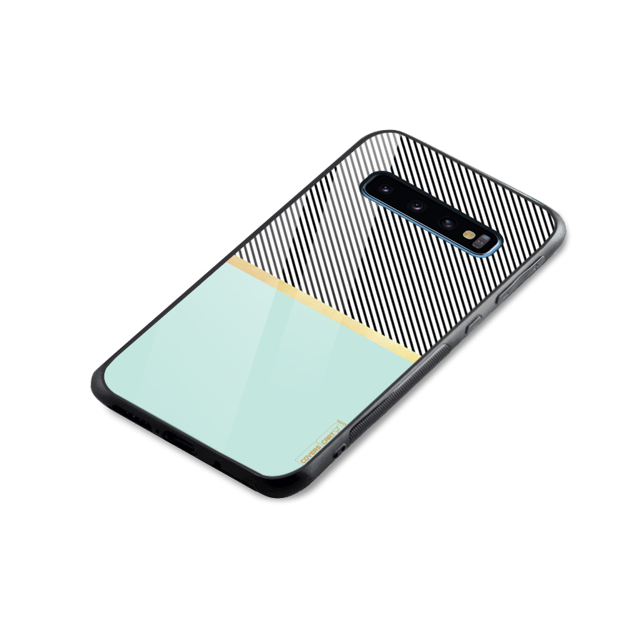 Pastel Green Base Stripes Glass Back Case for Galaxy S10