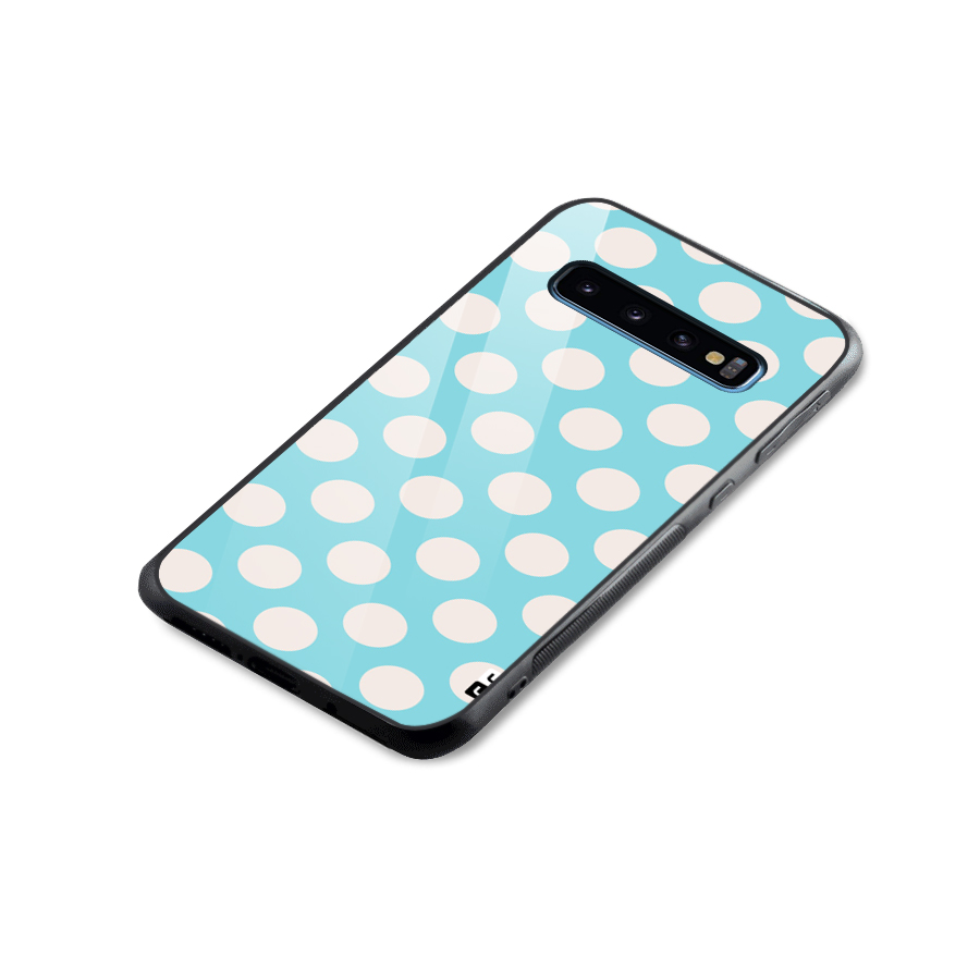 Pastel White Polka Dots Glass Back Case for Galaxy S10