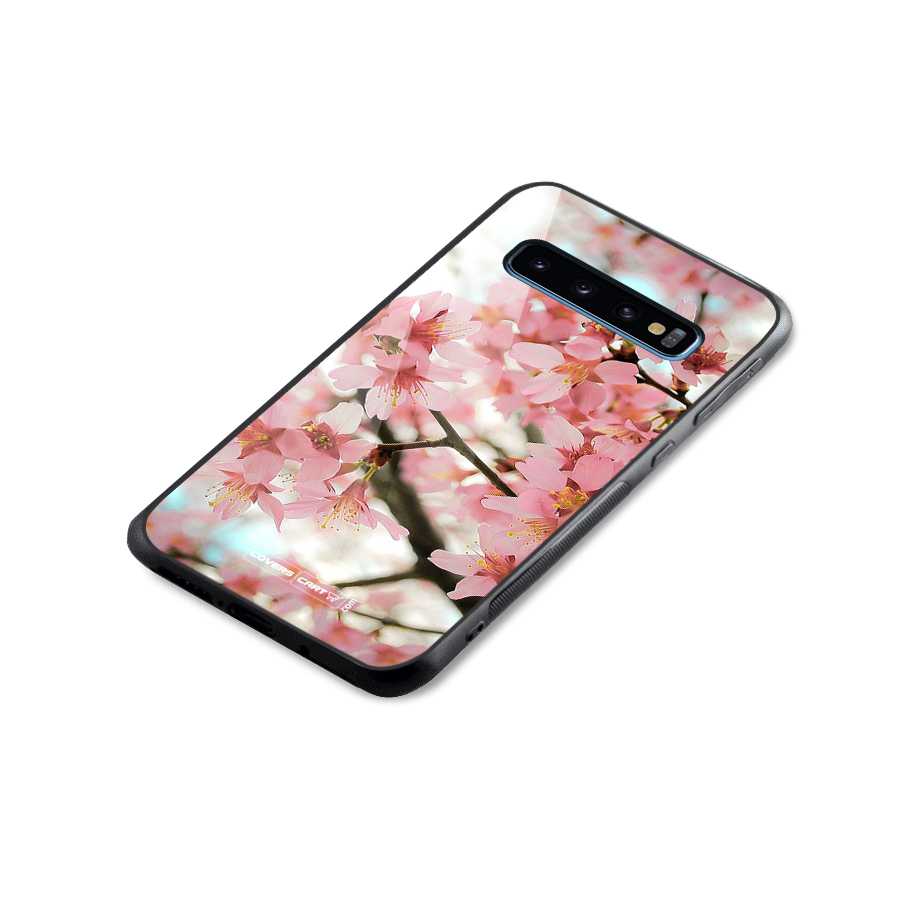Peach Floral Glass Back Case for Galaxy S10