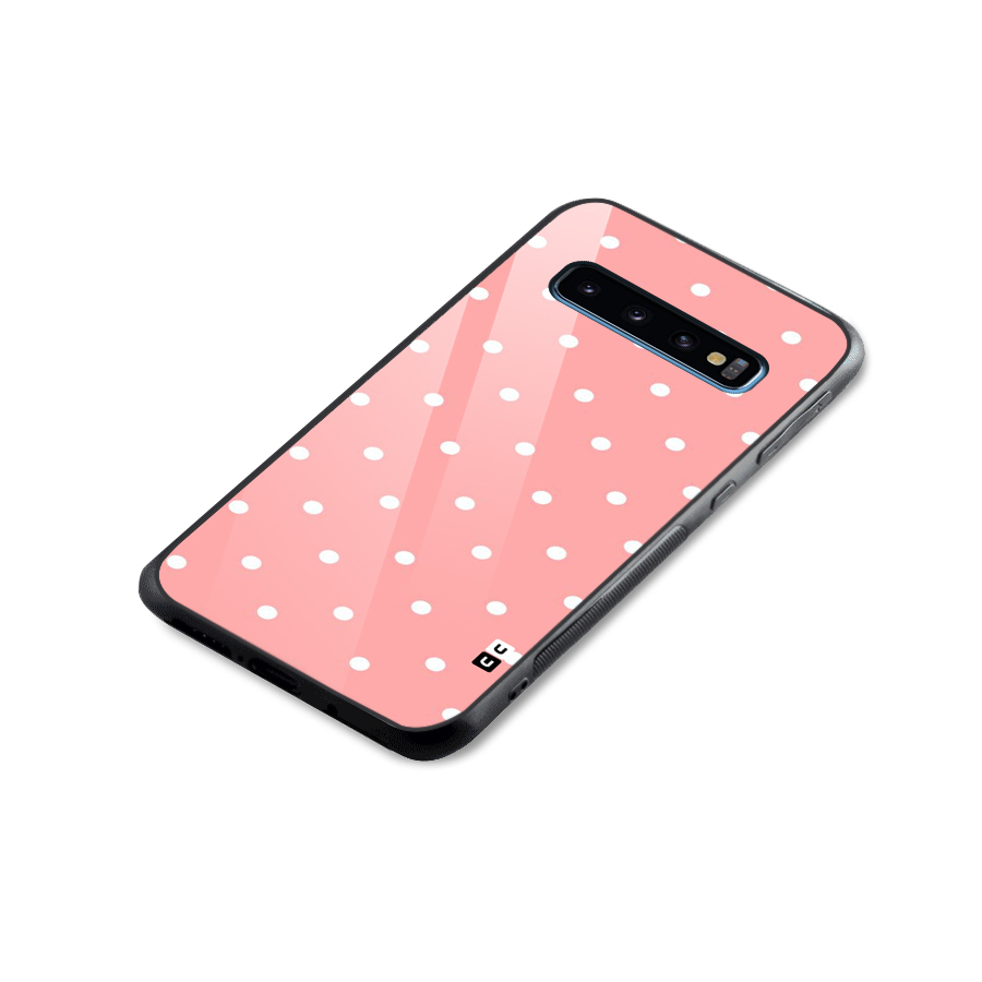 Peach Polka Pattern Glass Back Case for Galaxy S10