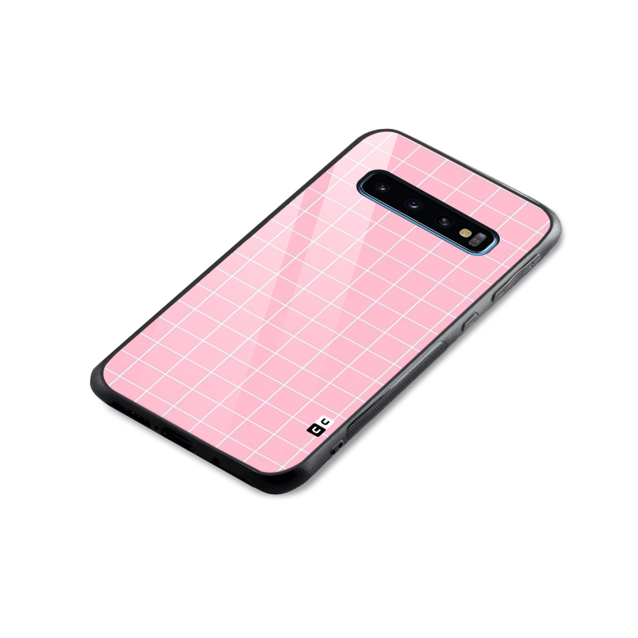 Pink Checks Glass Back Case for Galaxy S10