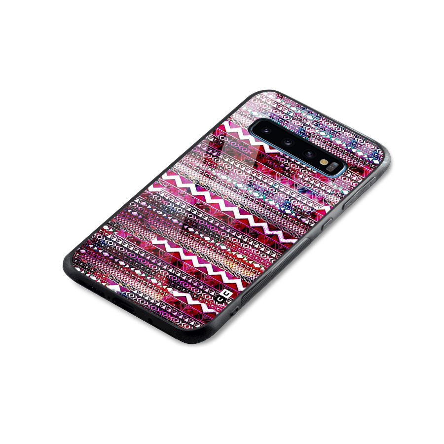 Pink Indie Pattern Glass Back Case for Galaxy S10