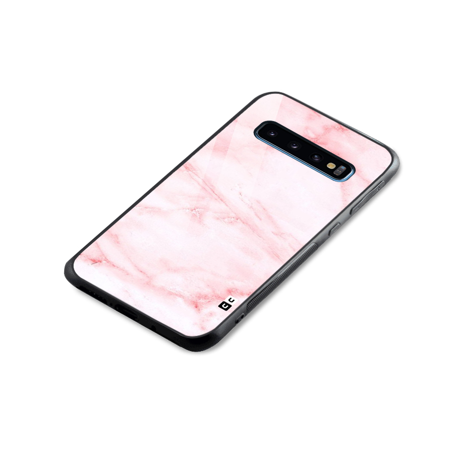 Pink Marble Print Glass Back Case for Galaxy S10